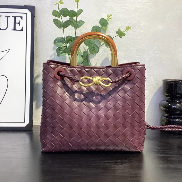 Bottega Veneta The Knot Mini Bag Plum Woven Leather Handbag - 1