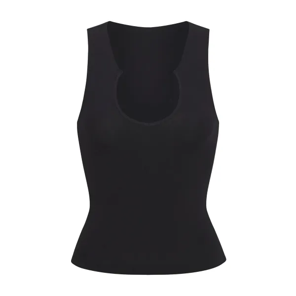 Design Cutout Back Tank Top Gray Vest-Top - 6