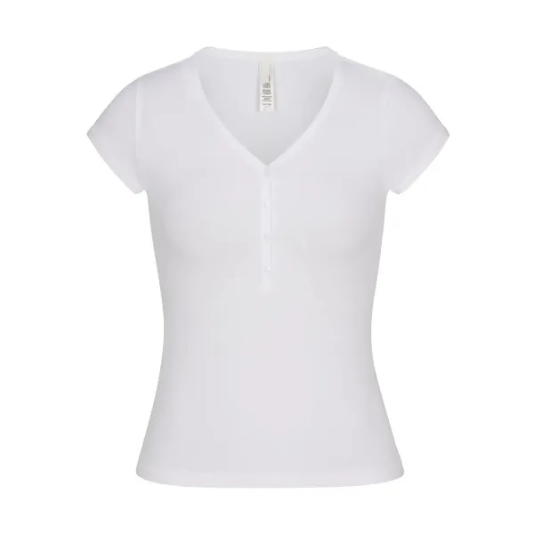 Design Henley V-Neck T-Shirt Slate Gray Top - 8