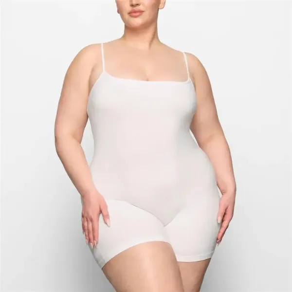 Black Ribbed Spaghetti Strap Bodysuit - 6