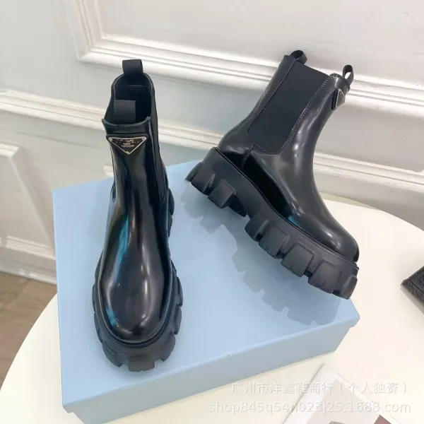 Prada Cleated Chelsea Boots Black - 6