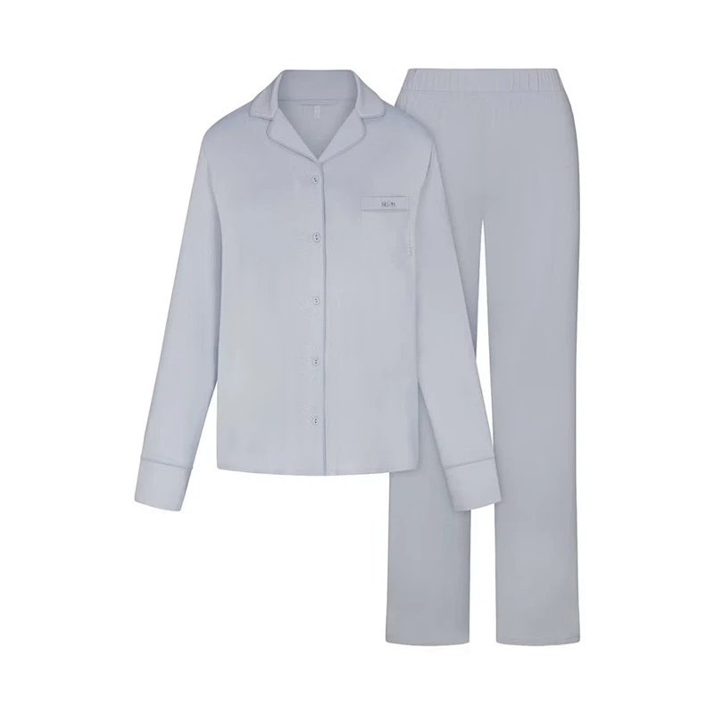 Classic Pajama Set Light Gray Sleepwear