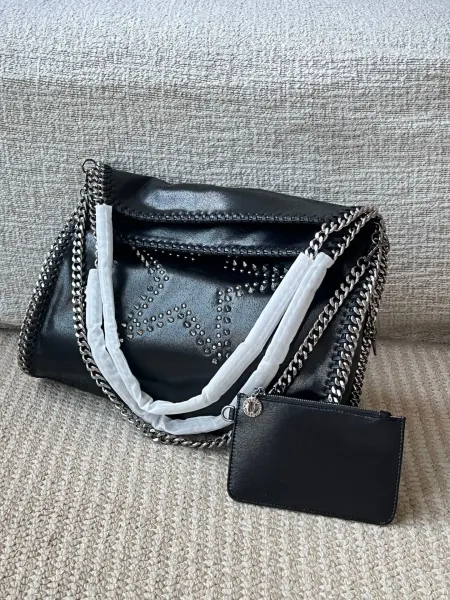 Stella McCartney Falabella Star Studded Black Chain Shoulder Bag - 11