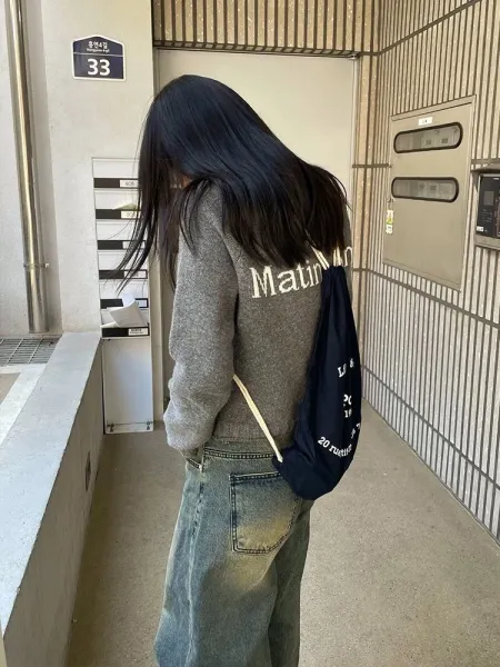 Matin Kim Logo Knit Turtleneck Sweater Gray - 22