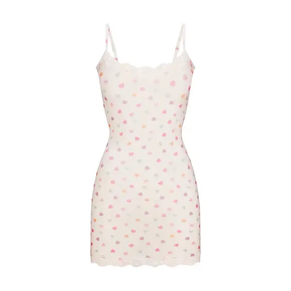 Black Floral Lace Trim Camisole Dress - 4