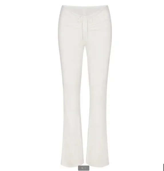 Blue Drawstring Waist Flare Pants - 10