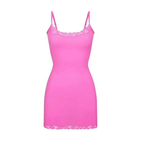 Black Floral Lace Trim Camisole Dress - 8