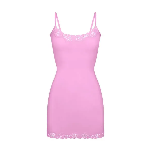 Black Floral Lace Trim Camisole Dress - 9