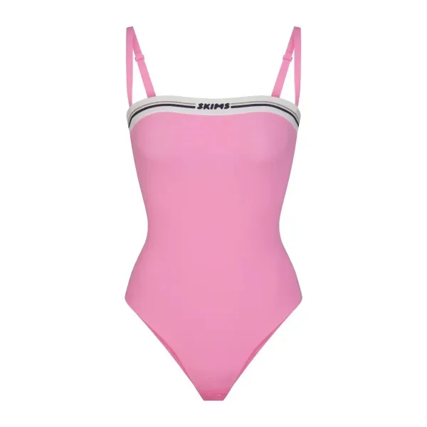 Skims Logo Trim White One-Piece Swimsuit - 7