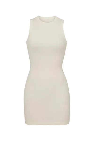 Off-White Ribbed Knit Sleeveless Mini Dress Beige - 6