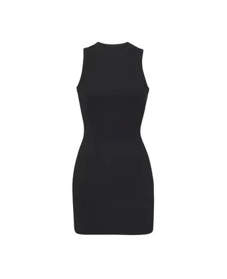 Off-White Ribbed Knit Sleeveless Mini Dress Beige - 8