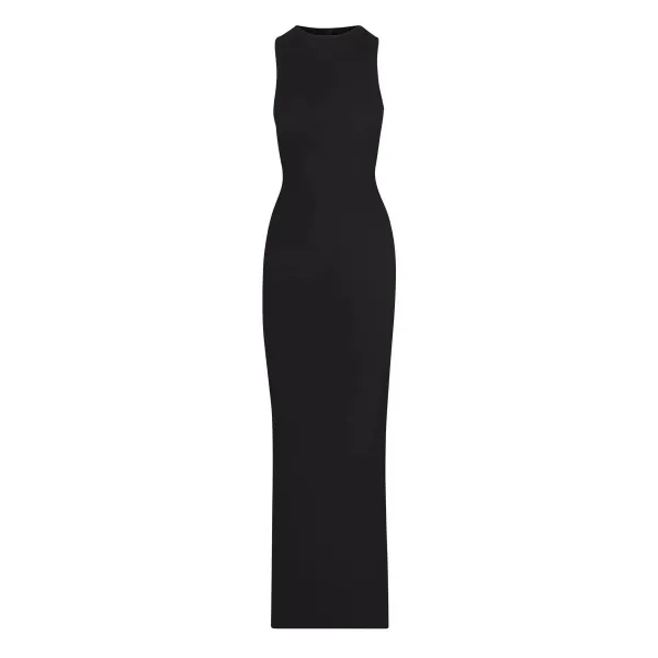 Olive Ribbed Sleeveless Maxi Dress - 8