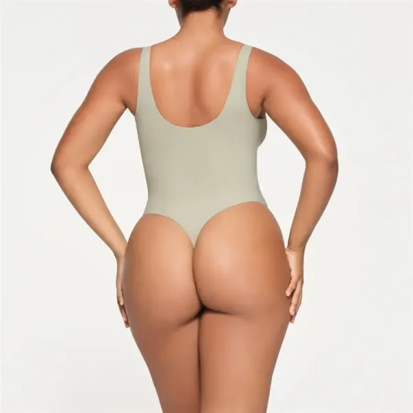 Skims Sculpting Square-Neck Bodysuit Brown Swimwear - 14