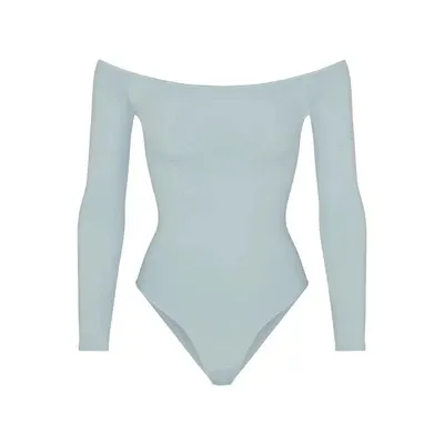Saint Tears Off-Shoulder Long Sleeve Bodysuit Light Blue - 11