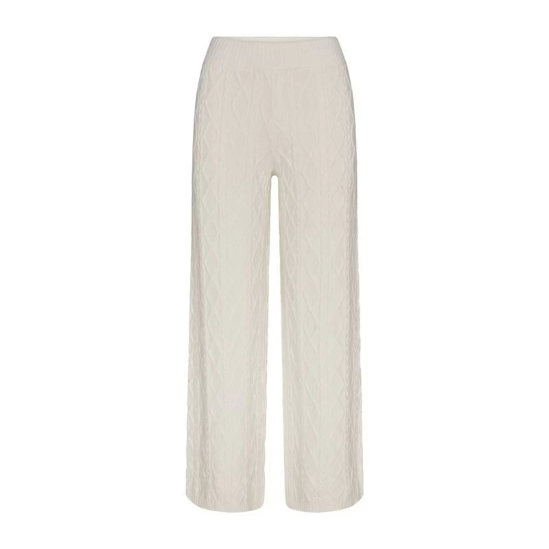 Bottega Veneta Cable Knit Wide-Leg Pants Off-White