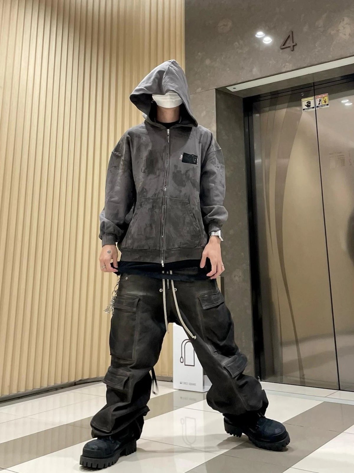 15PYCLAB Cargo Pants Distressed Gray Pants - 4