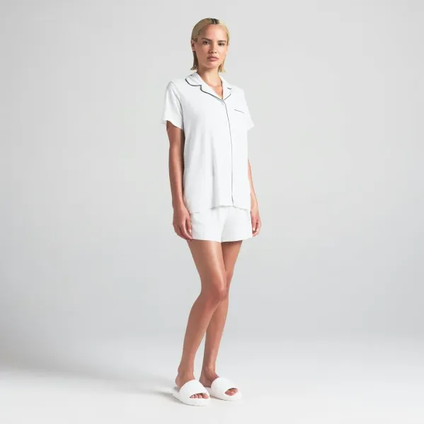 Pink Short-Sleeve Button-Up Pajama Set Sleepwear - 2