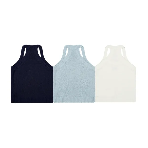 GRA Knit Halter Vest Top White - 4