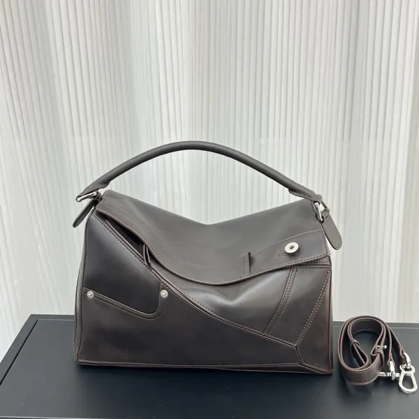 Loewe Puzzle Small Black Leather Handbag - 9