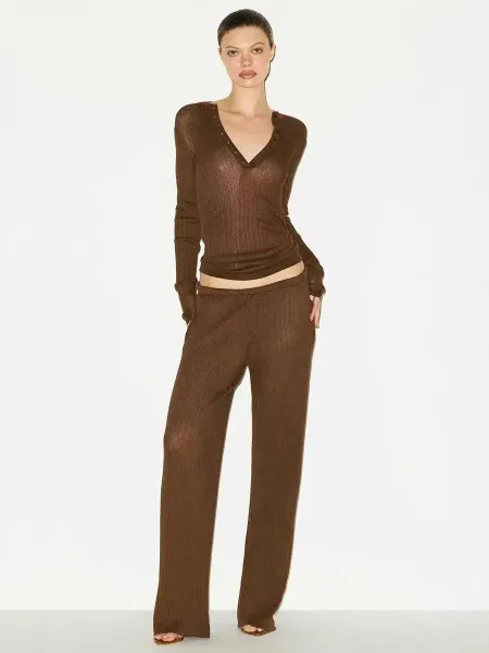 Design Ribbed Henley Sweater Dusty Rose - 3
