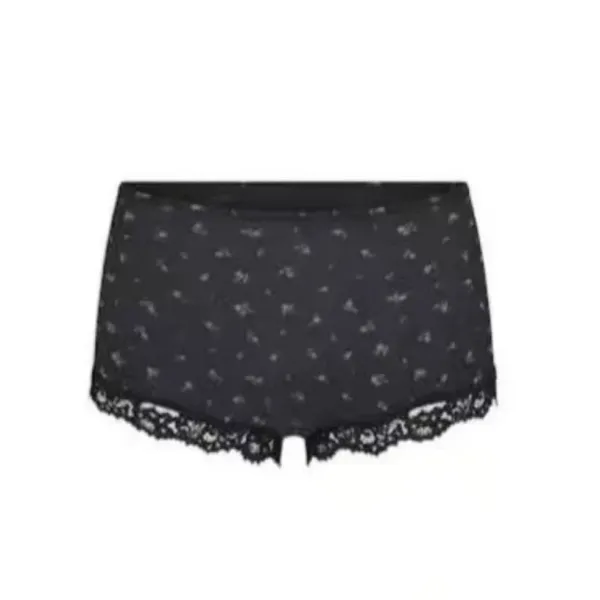 Black Floral Lace-Trimmed Boyshorts Underwear - 5