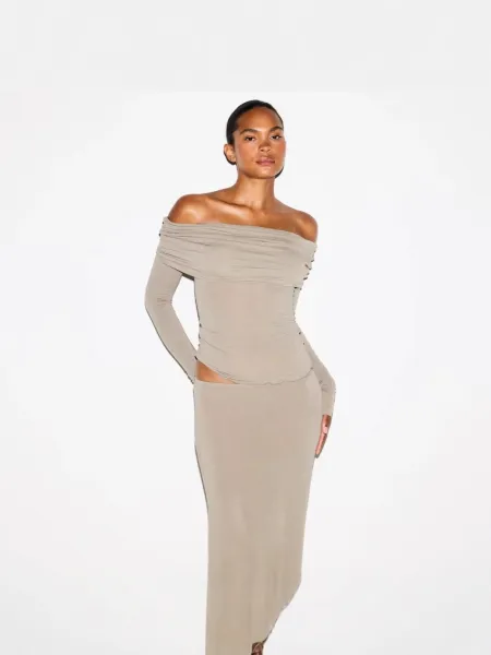 Design Beige Maxi Skirt - 17