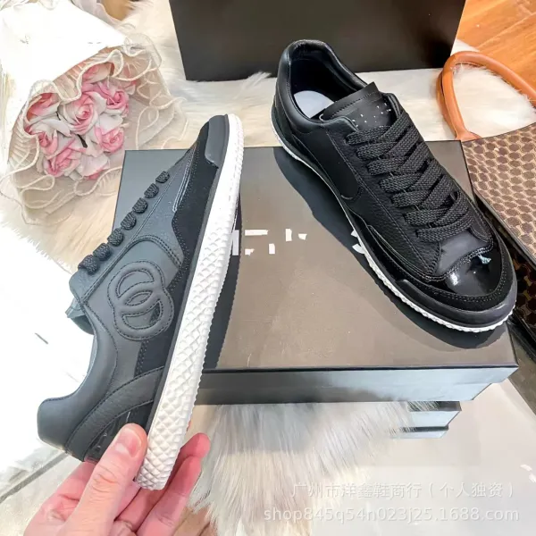 Chanel Tennis Classic White and Black Leather Sneakers - 23