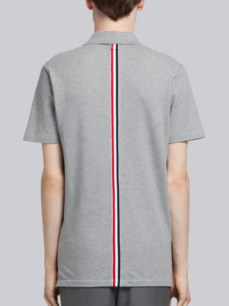 Thom Browne Classic Four-Bar Stripe Gray Polo - 4