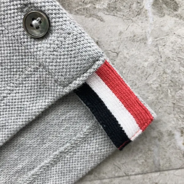 Thom Browne Classic Four-Bar Stripe Gray Polo - 28