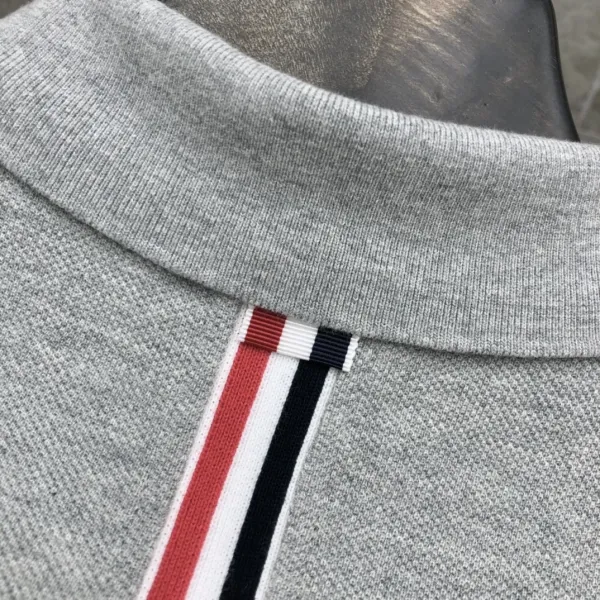 Thom Browne Classic Four-Bar Stripe Gray Polo - 29