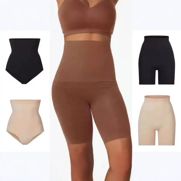 High-Waisted Seamless Bike Shorts Brown Activewear - 2