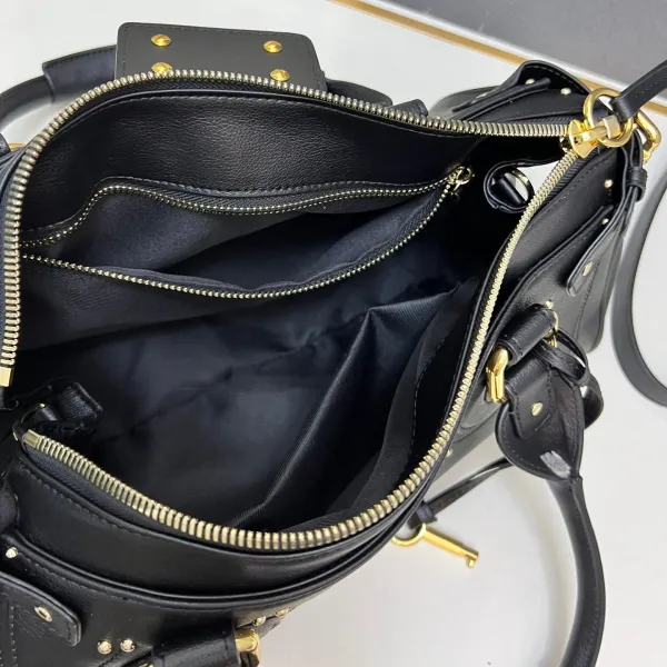 Chloé Paddington Burgundy Leather Handbag with Gold Padlock - 8