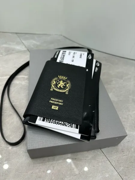 Balenciaga Passport Holder Black Leather Accessory - 18