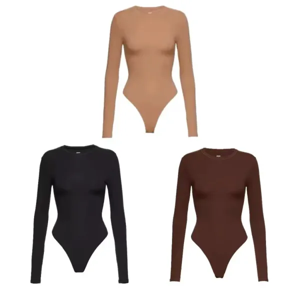 GRA Seamless Long Sleeve Bodysuit Brown - 2
