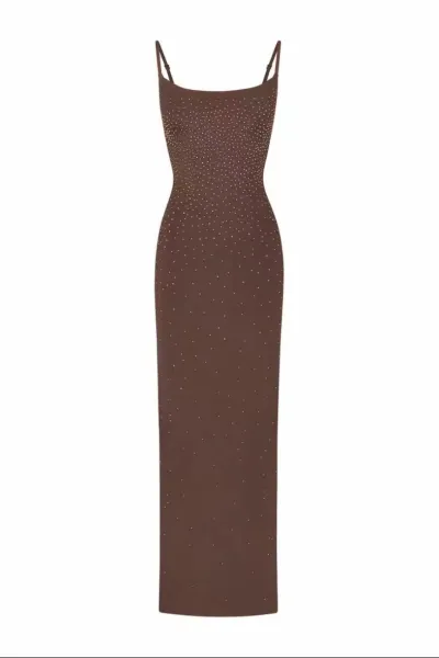 Saint Tears Crystal-Embellished Nude Slip Dress - 8