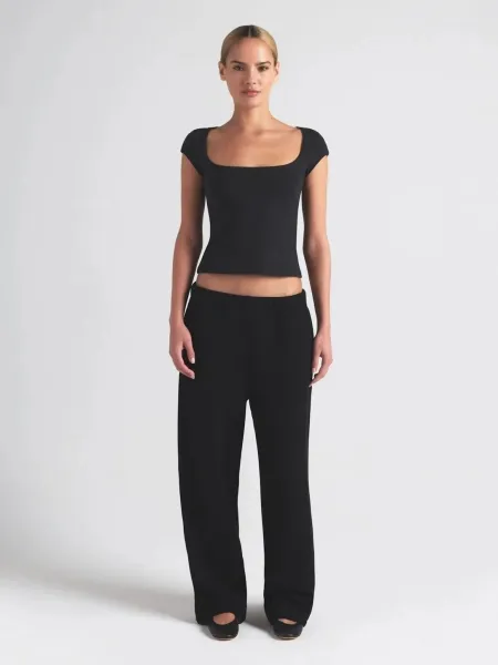 Design Square Neck Crop T-Shirt Gray - 5