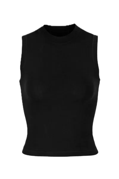 Design High-Neck Sleeveless Crop Top White Vest-Top - 10