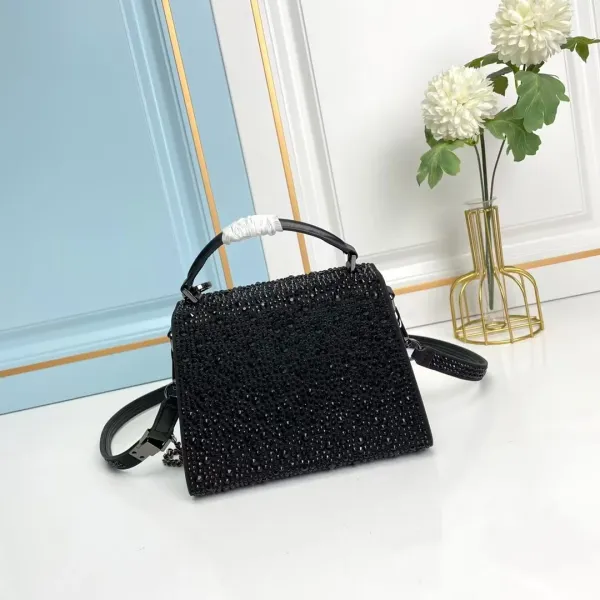 Valentino Garavani VLogo Crystal-Embellished Black Chain Bag - 7