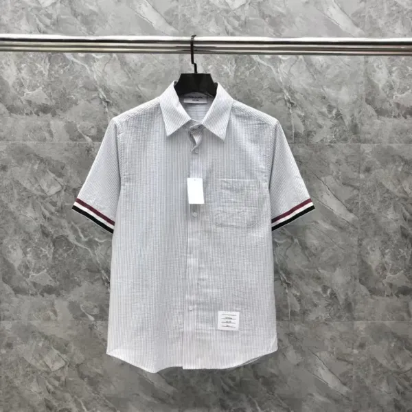 Thom Browne Short-Sleeve Oxford Shirt Light Blue - 9