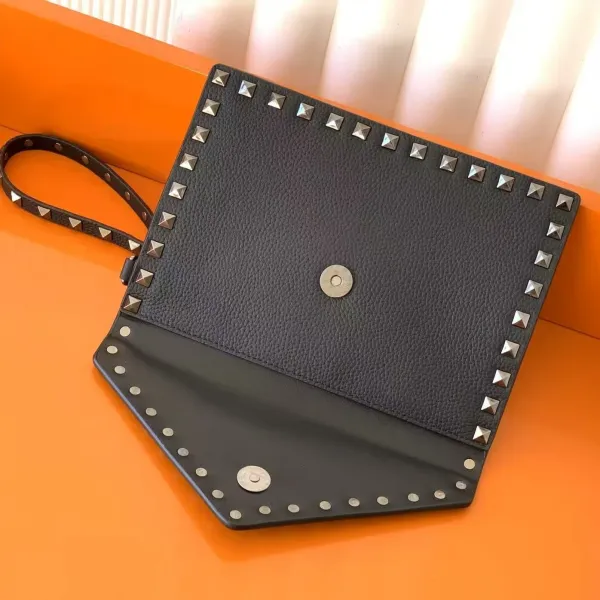 Valentino Rockstud Envelope Clutch Beige Wristlet - 10