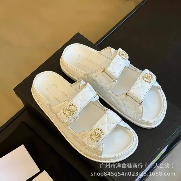 Chanel CC Logo Quilted Slide Sandals Burgundy - 13
