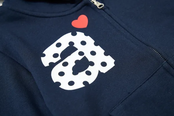 Comme des Garçons Play Polka Dot Heart Hoodie Navy - 10