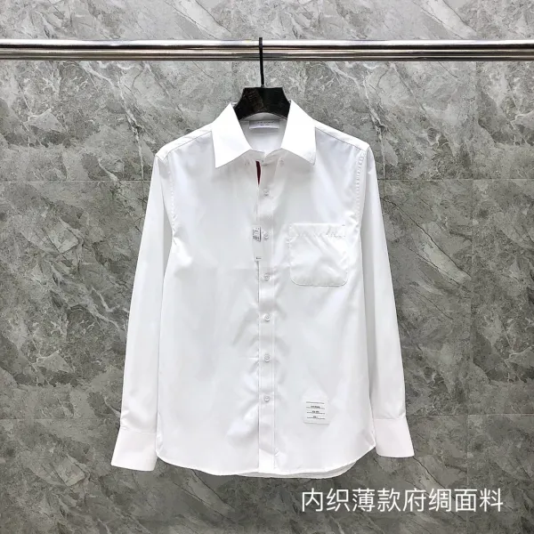 Thom Browne Classic White Shirt with 4-Bar Stripe Sleeve Detail - 24