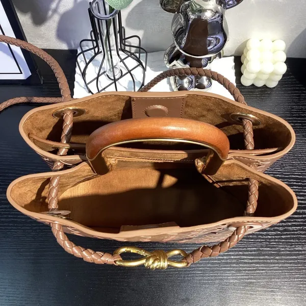 Bottega Veneta Cassette Mini Woven Tan Leather Handbag - 35