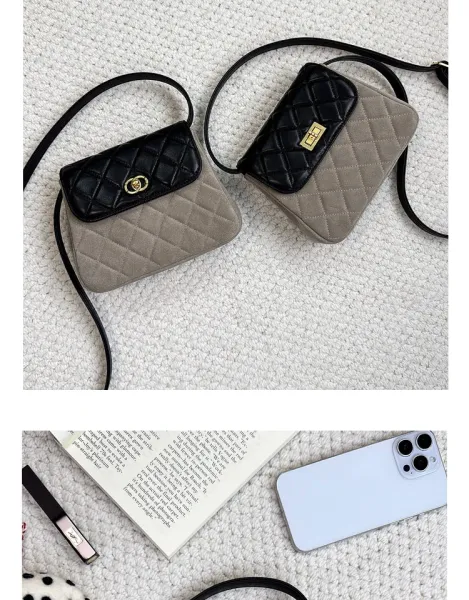 Saint Tears Quilted Two-Tone Crossbody Bag Black Beige - 28