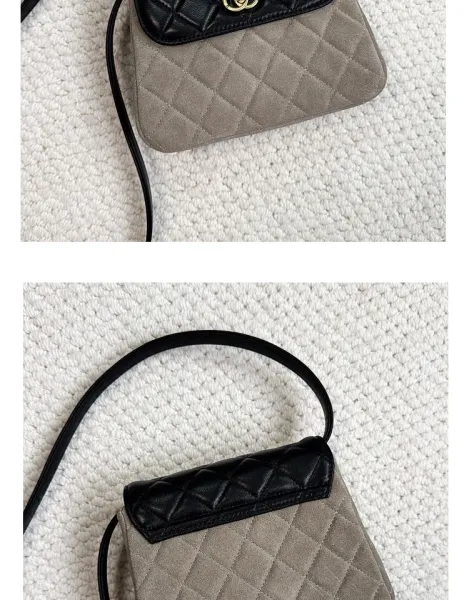Saint Tears Quilted Two-Tone Crossbody Bag Black Beige - 30