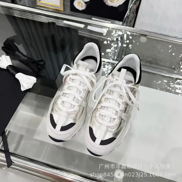 Chanel CC Logo Chunky Sneakers Gold Pink Beige Multicolor Sneakers - 6