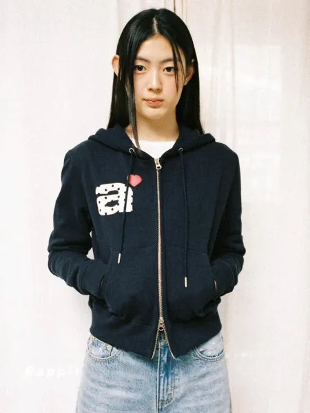 Comme des Garçons Play Polka Dot Heart Hoodie Navy - 42
