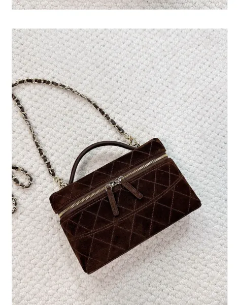 Chanel Mini Vanity Case Black Velvet Chain Bag - 26