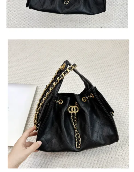 Chanel 22 Bag Black Quilted Leather Chain Shoulder Bag - 21